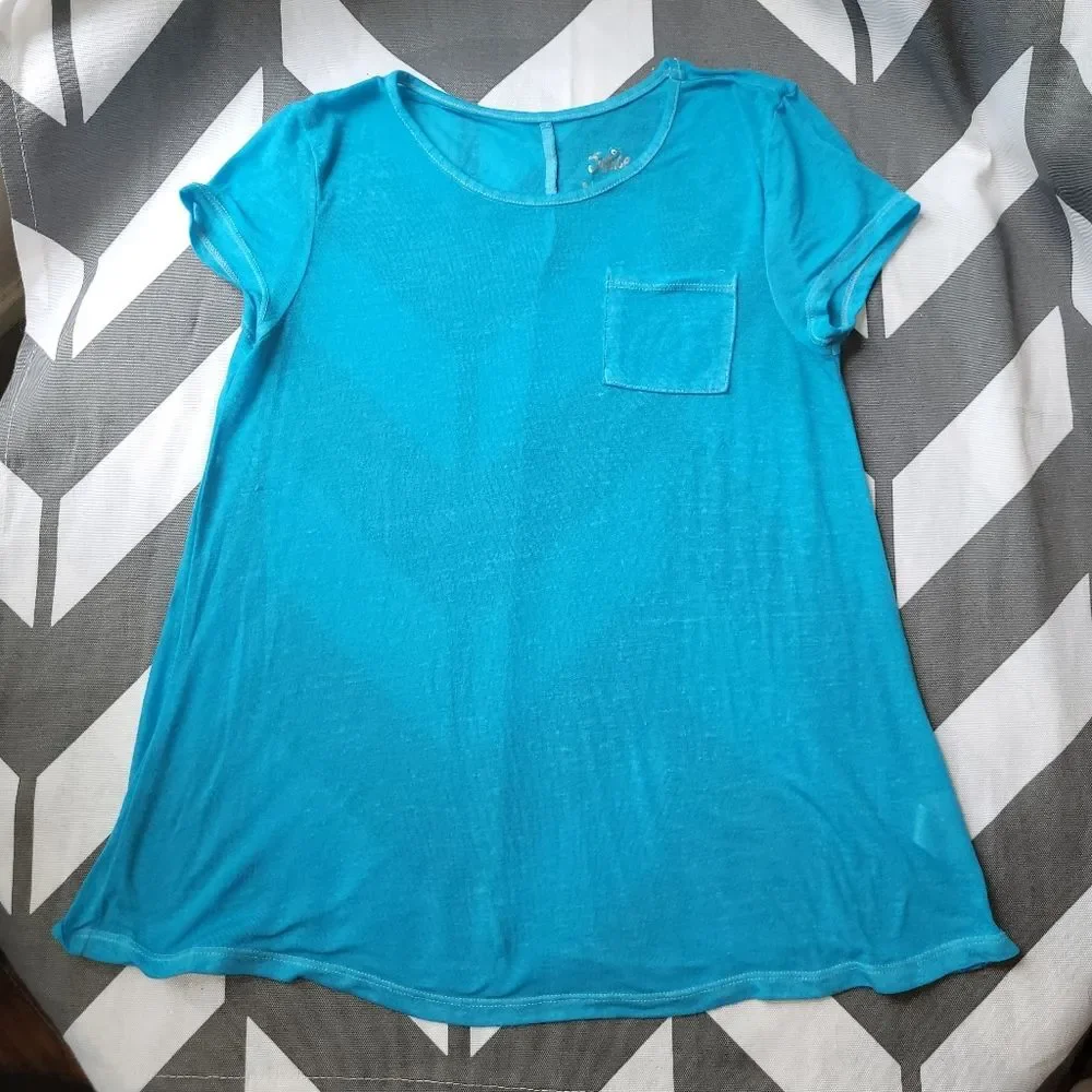 Justice size 8 blue short sleeve thin sheer top